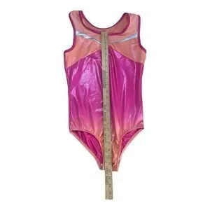 Kids Girls Gymnastics Pink Studded Leotard Size XL14/16) Sports Training Dance