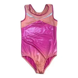 Kids Girls Gymnastics Pink Studded Leotard Size XL14/16) Sports Training Dance