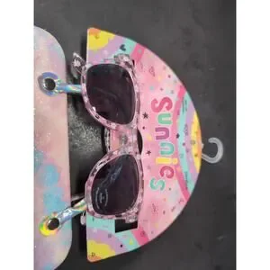 Kids Glitter Sunglasses UV400 Protection Flowers Girls Matching Hard Case