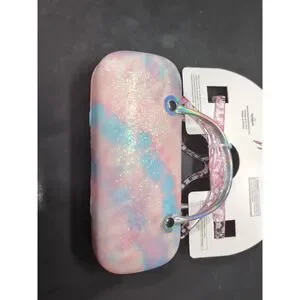 Kids Glitter Sunglasses UV400 Protection Flowers Girls Matching Hard Case