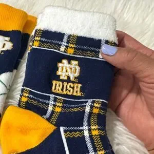 Kids NOTRE DAME Argyle And Plaid Socks Set - Navy And Yellow