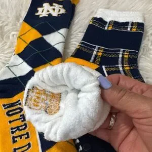 Kids NOTRE DAME Argyle And Plaid Socks Set - Navy And Yellow
