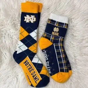 Kids NOTRE DAME Argyle and Plaid Socks Set - Navy and Yellow