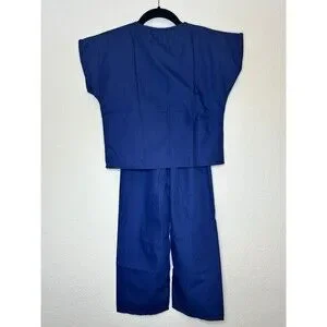 Kids Scrubs Set Size 5/6 Navy Blue Natural Uniforms Unisex Doctor Nurse Medical