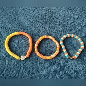 Kids Smiley Bead Bracelet - Yellow And Orange