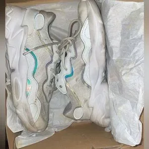 Kids White Hologram Adidas Size 2 1/2