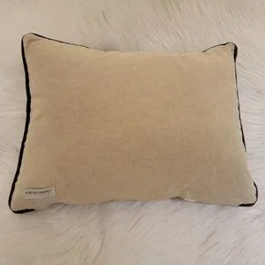 Kim Seybert Sequin Embellished Decorative Cotton Pillow Navy And Linen 13 X 15