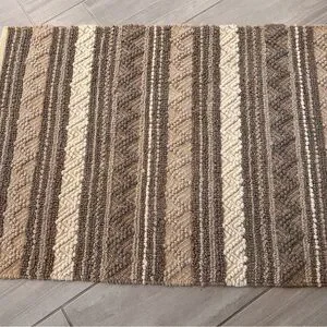Knubby Textured Color-block Striped 3’x5’ Area Rug-wool?