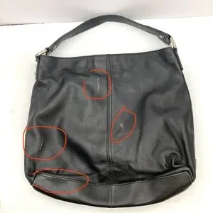 Kooba Black Pebbled Leather Hobo Bag Shoulder Bag Purse Minimalist 13x16"