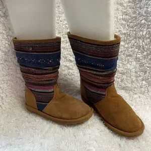 KOOLABURRA MYKA CHESTNUT SUEDE TRIBAL KILIM BOHO BOOTS SZ 5