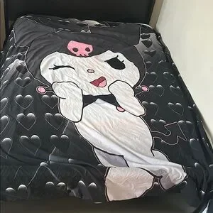 Kuromi Duvet Full Size Hello kitty Black and Pink Bedding blanket