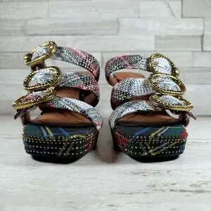 Kurt Geiger London MAYFAIR PLATFORM MULE HEEL Size 37 US 7 Plaid Rhinestone NEW