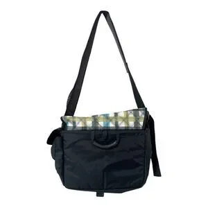 L.L. Bean Laptop Messenger Crossbody Shoulder Flap Black Turquoise Weekender Bag
