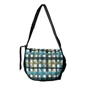L.L. Bean Laptop Messenger Crossbody Shoulder Flap Black Turquoise Weekender Bag