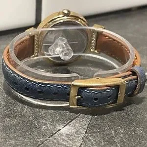 Ladies Relic Gold Tone Watch With Reversable Band - New Battery