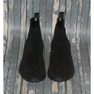 Ladies River Island Black Suede Ankle Boots Size 7 EU 41 Pull Strap Flex MINT