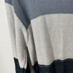 Lafayette 148 Linen Striped Sparkly Sweater