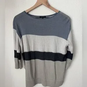 Lafayette 148 Linen Striped Sparkly Sweater