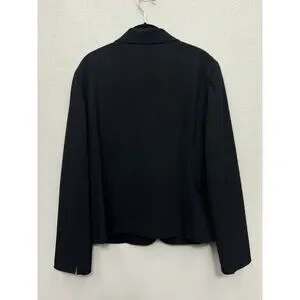 LAFAYETTE 148 New York Black Crepe Wool Blend 2-Button Blazer Coat Jacket 12 = L