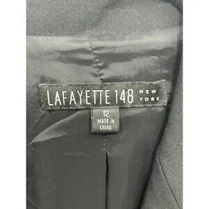 LAFAYETTE 148 New York Black Crepe Wool Blend 2-Button Blazer Coat Jacket 12 = L