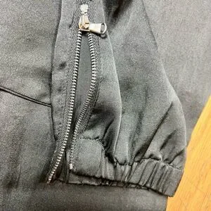 Lagence Joggers Black Satin Pants With Cropped Elastic Zip Ankle Womens Size 0