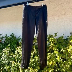 Lagence Joggers Black Satin Pants with Cropped Elastic Zip Ankle Womens Size 0