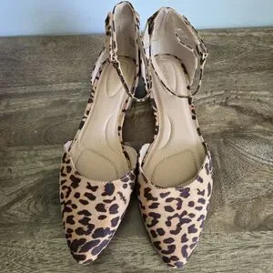 Lane Bryant Leopard Print Faux Suede Super Chic Flat Ankle Strap Shoes 11W