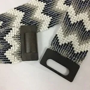 Large Seas Bead Stretch belt with wooden buckle