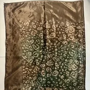 Large Water Silk Brown & Green Patterned Scarf Wrap
