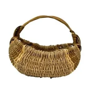 Large Wicker Buttocks Gods Eye Hand Woven Basket Egg Gathering Twisted Handle