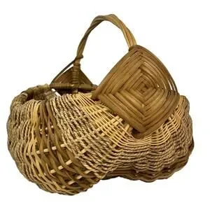 Large Wicker Buttocks Gods Eye Hand Woven Basket Egg Gathering Twisted Handle