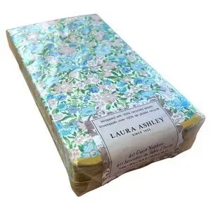 Laura Ashley Floral Dinner Napkins 40 Scallop Edge Blue Shabby Chic Cottagecore