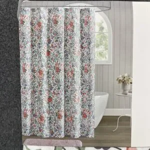 Laura Ashley Shower Curtain Floral Rowena Fabric Cottage 72 X 72 New