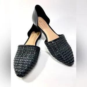 LAUREN CONRAD Women’s Calcite Slip On Woven Flats Black Size 6M