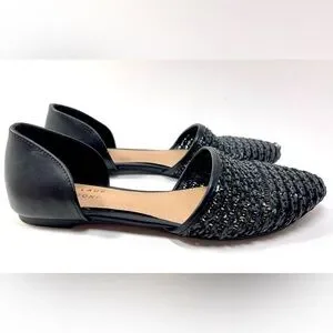 LAUREN CONRAD Women’s Calcite Slip On Woven Flats Black Size 6M