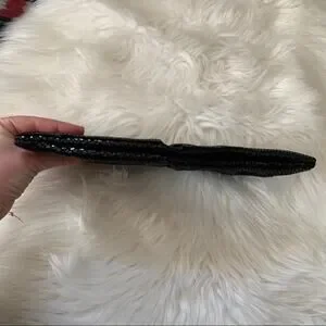 Lauren Merkin Black Leather Evening Clutch