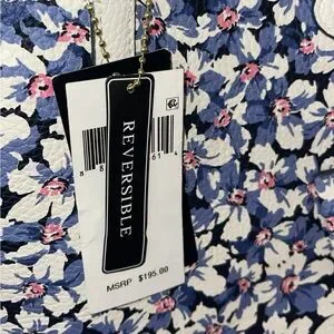 LAUREN RALPH LAUREN Bag Leather Print Tote Purple Vanilla/Breeze Floral W Pouch