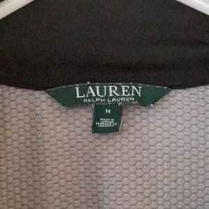 Lauren Ralph Lauren Sport M Like New Waffle 1/4 Zip Gray Black EUC Shirt Popover