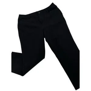 Lauren Ralph Lauren Trouser Pants Black Size 16 Cotton Blend Stretch Cropped EUC