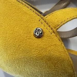 Lauren Ralph Lauren Yellow Glinda 3" Heels Leather Ankle Wrap Womens Sz 9.5B *R*