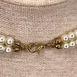 LAYERED BEADED NECKLACE RED IVORY WHITE 30” VINTAGE RETRO