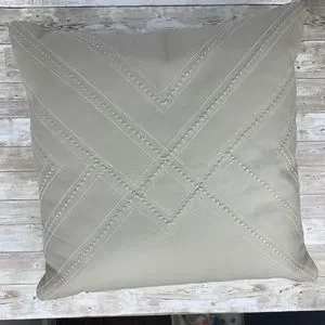 Leather Accent Pillows Stitched Feather Down Set 2 Rustic Modern Boho