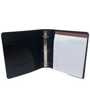 Leather Binder Organizer Black Luxury Office Accessory 2" Rings