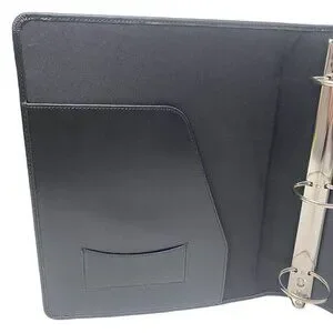 Leather Binder Organizer Black Luxury Office Accessory 2" Rings