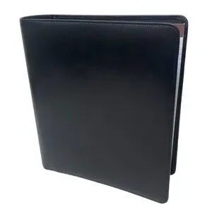 Leather Binder Organizer Black Luxury Office Accessory 2" Rings