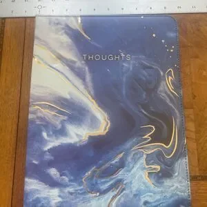 Leather Folder Blue Marble Design Folio With Paper