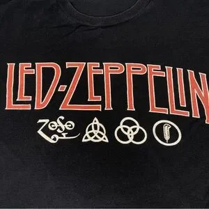 Led Zeppelin 2011 Spell Out Logo Graphic Tee T-shirt Sz Large Black Rock Band