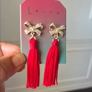 Leith Red And Gold Tassel Earrings