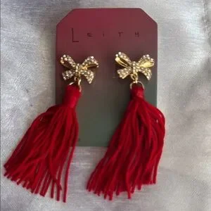 Leith Red And Gold Tassel Earrings