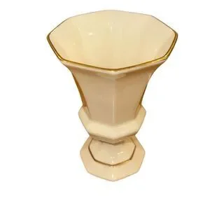 Lenox Off-white Footed Vase With Gold Rim Gold Accent 5.5"